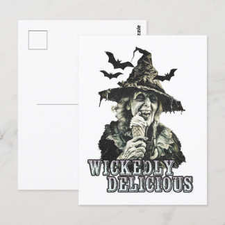 Cartão Postal Gótico de Verão, bruxa mimada com sorvete