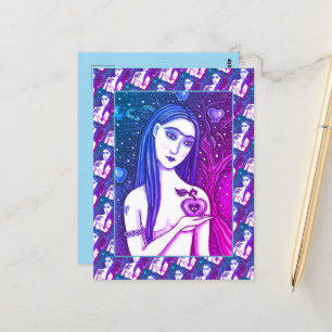 CARTÃO POSTAL GÓTICO EVE, LADO ESCURO DA EDEN, MAÇÃ E SERPENTE