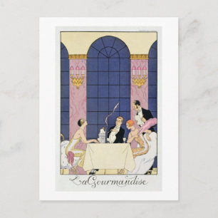 Cartão Postal Gourmands, 1920-30 (impressão de pochoir)