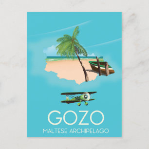 Cartão Postal Gozo, Poster de viagens de Mapa do Arquipélago Mal