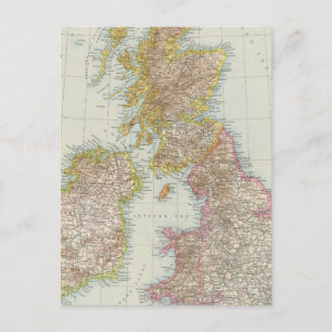 Cartão Postal Grã-Bretanha, Irlanda - Mapa do Reino Unido, Irlan
