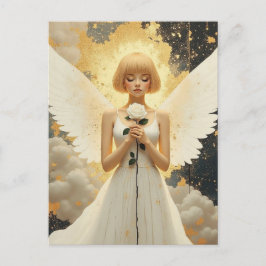 Cartão Postal Graça Celestial | Anjo Bonito e Rosa