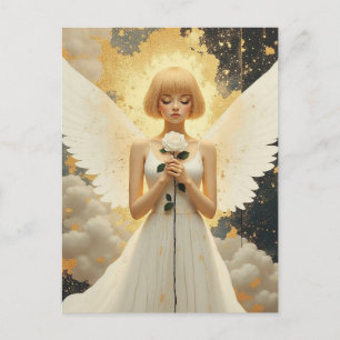Cartão Postal Graça Celestial   Anjo Bonito e Rosa 
