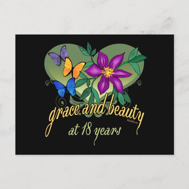 Cartão Postal Graça e beleza aos 18 anos (Frente)