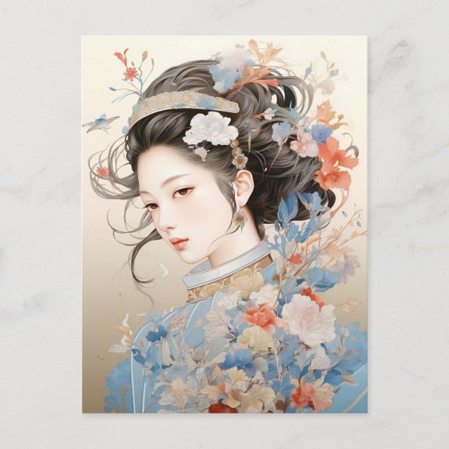 Cartão Postal Graça nas mulheres chinesas tradicionais (Frente)