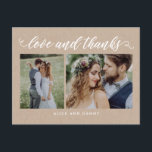 Cartão Postal Graças Ao Amor Obrigado Cartaz Kraft<br><div class="desc">Enviar sua nota de agradecimento será uma brisa com este obrigado e chique que você faz. Visite nossa sala de exposição de designs em WWW.BERRYBERRYSWEET.COM</div>