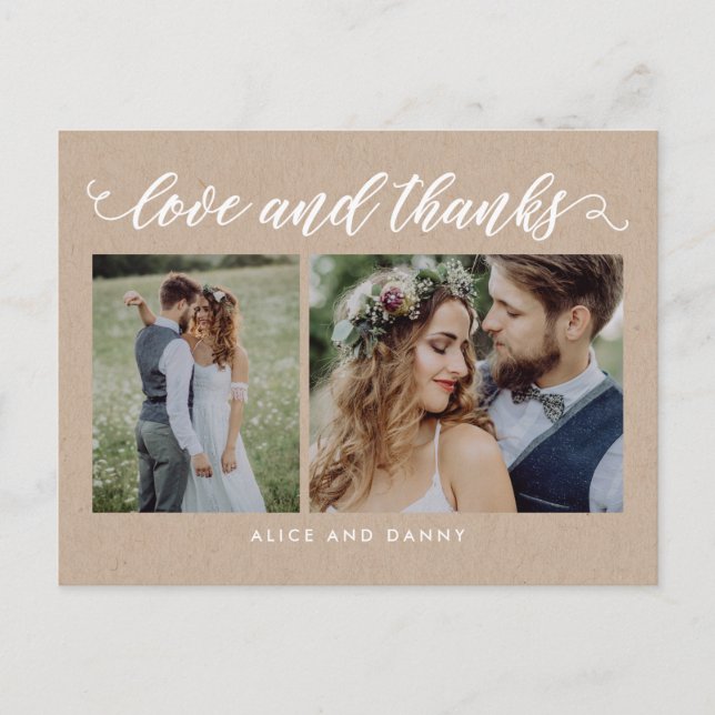 Cartão Postal Graças Ao Amor Obrigado Cartaz Kraft (Frente)