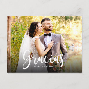 Cartão Postal Gracias Foto Elegante Casamento Espanhol Obrigado