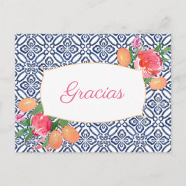 Cartão Postal Gracias Hot Pink Citrus Espanha Azulejos Obrigado