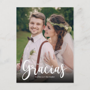 Cartão Postal Gracias Photo Elegante Casamento Espanhol Obrigado