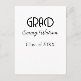 Cartão Postal Grad bold letter graduation name class of 20XX sim