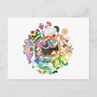 Cartão Postal gradação de círculo de matiz colorida com preto e
