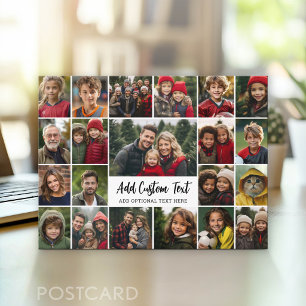 Cartão Postal Grade de colagem de 21 fotos com 2 caixas de texto