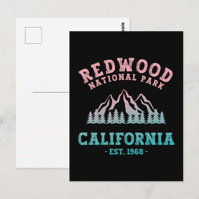 Cartão Postal Gradiente da Califórnia no Parque Nacional Redwood (Frente/Verso)