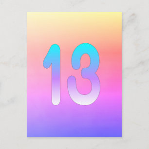 Cartão Postal Gradiente Rosa Azul Roxo Aniversário de 13 anos