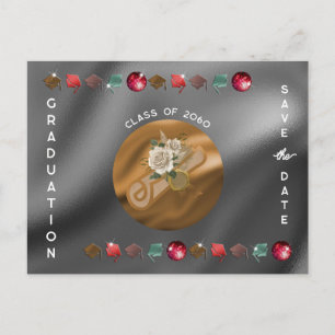 Cartão Postal Graduação 2025 Disco Ball Diploma Salvar a Data