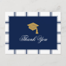 Cartão Postal Graduação Azul Moderna Obrigado