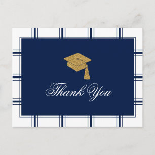 Cartão Postal Graduação Azul Moderna Obrigado