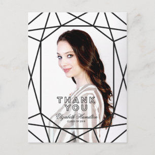 Cartão Postal Graduação Chic Black & White Obrigado Foto