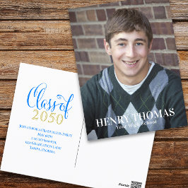 Cartão Postal Graduação Classe de Script Minimalista Moderna de