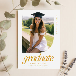 Cartão Postal Graduação com Rótulo de Ouro de Foto Mínima Simple