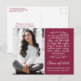 Cartão Postal Graduação Cristã Burgundy Verse Isaiah 40