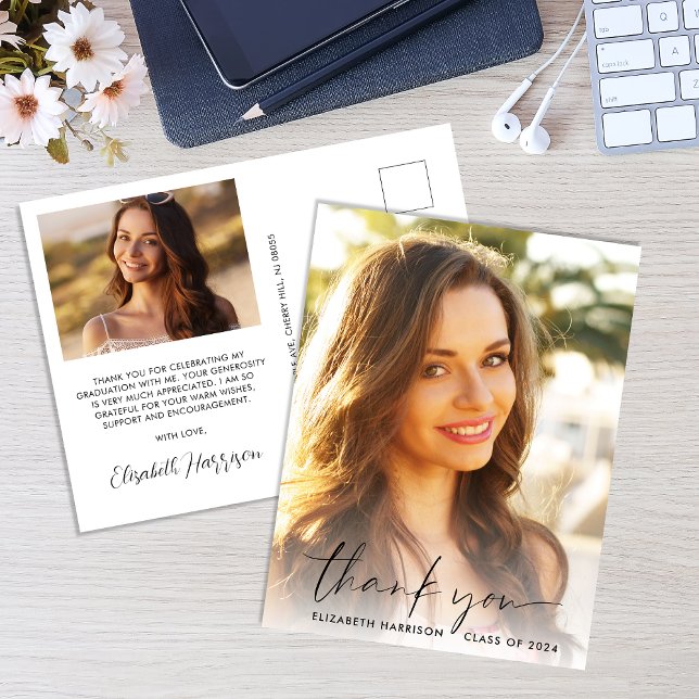 Cartão Postal Graduação da camada de fotos do Elegant Script Obr (Criador carregado)