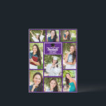 Cartão Postal Graduação da Colagem de Fotos do Formando Roxo<br><div class="desc">Este cartão postal de colagem de fotos do formando roxo moderno apresenta suas 9 fotografias de estudantes favoritas. Este cartão postal de festa de formatura apresenta tipografia branca clássica do seu segundo grau ou nome da faculdade para a classe de 2025. Personalize os cartões postais com seu ano de graduação...</div>