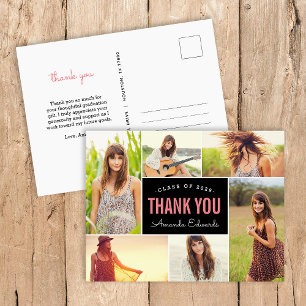 Cartão Postal Graduação da Colagem de Fotos Moderna 6 Obrigado