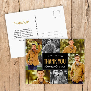 Cartão Postal Graduação da Colagem de Fotos Moderna 6 Obrigado