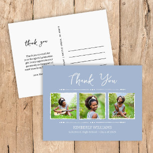 Cartão Postal Graduação da Colagem de Fotos Trendy 3 Obrigado