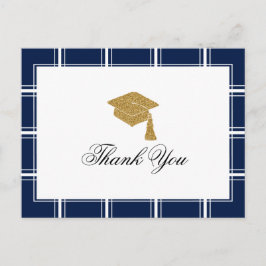 Cartão Postal Graduação da Faixa Azul Moderna Obrigado