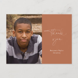 Cartão Postal Graduação de ferrugem minimalista Obrigado com fot