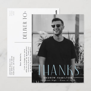 Cartão Postal Graduação de Foto Azul do Céu Moderno Obrigado