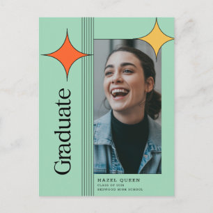 Cartão Postal Graduação de Foto de Formatura de Letra Miúda Retr
