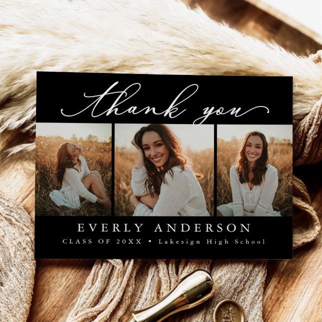 Cartão Postal Graduação de Foto de Roteiro Moderno Obrigado (Criador carregado)