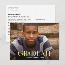Cartão Postal Graduação de Foto de Sobreposição Dourada do Forma