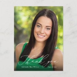 Cartão Postal Graduação de Foto em Caligrafia Branca Obrigado
