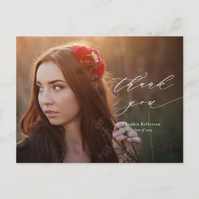 Cartão Postal Graduação de Foto por Sobreposição de Caligrafia O (Frente)