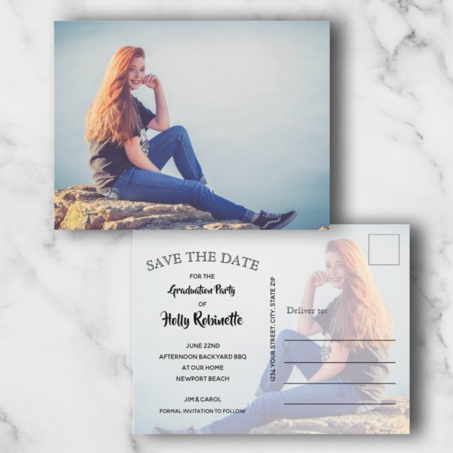 Cartão Postal Graduação de Foto SALVAR A DATA (Criador carregado)