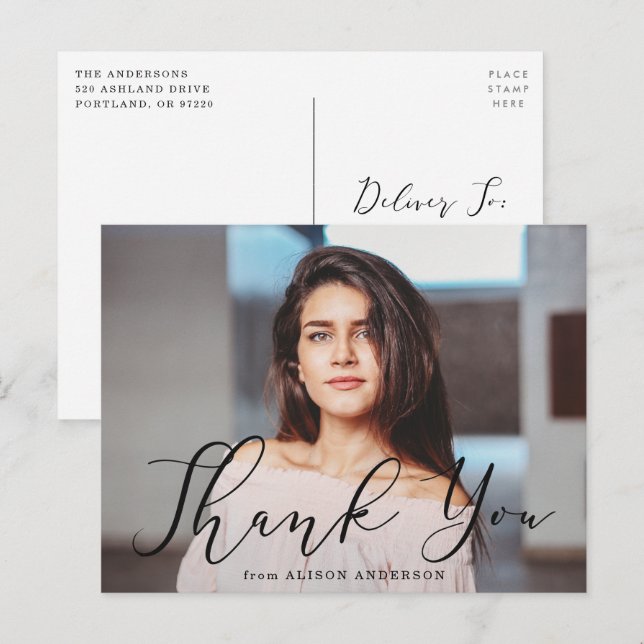 Cartão Postal Graduação de Fotografia com Rótulo Preto Important (Frente/Verso)