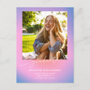 Cartão Postal Graduação de Fotos com Gradiente Púrpura e Retro
