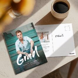 Cartão Postal Graduação de Fotos com Script de Pincel Moderno