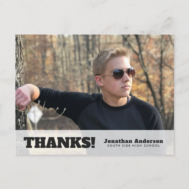 Cartão Postal Graduação de Fotos Horizontal Obrigado (Frente)