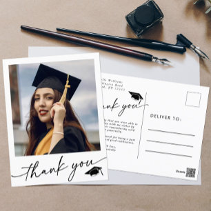 Cartão Postal Graduação de Fotos Minimalista Obrigado