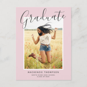 Cartão Postal Graduação de Fotos Rosa Esmagada por Caligrafia