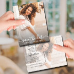 Cartão Postal Graduação de Fotos Vertical Salve a Data<br><div class="desc">Adicione a sua foto favorita a estes cartões postais SAVE THE DATE para a sua festa de formatura ou cerimônia de graduação com a opção salvar a data em letra chic. Adicione a mesma foto ou diferente no verso *DICA: nós redimensionamos a mesma foto para um layout horizontal antes de...</div>