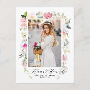 Cartão Postal Graduação de Sangue Floral Pastel Primavera Obriga