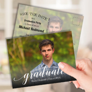 Cartão Postal Graduação de Script Elegante SALVE A DATA