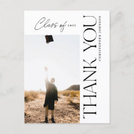 Cartão Postal Graduação de Tipo Moderno Obrigado Foto Preto